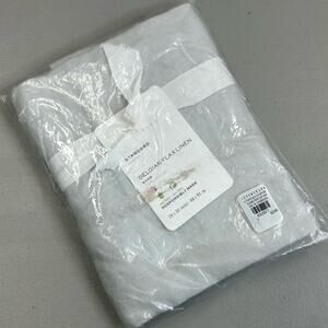 Pottery Barn Belgian Flax Linen Standard Sham Pillow Cover Light Gray NEW